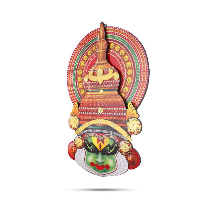 16-Inch Kerala Kathakali Wall Art | Traditional Dance Face Décor | Wooden Wall Hanging for Living Room or Gifting