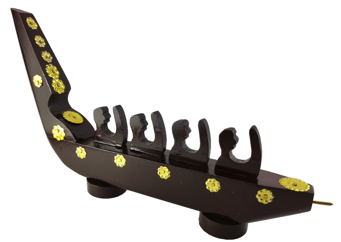 Traditional Chundan Vallom (Snake Boat with Four Oarsmen, Made from Mahogany) Miniature from Kerala for Home Décor