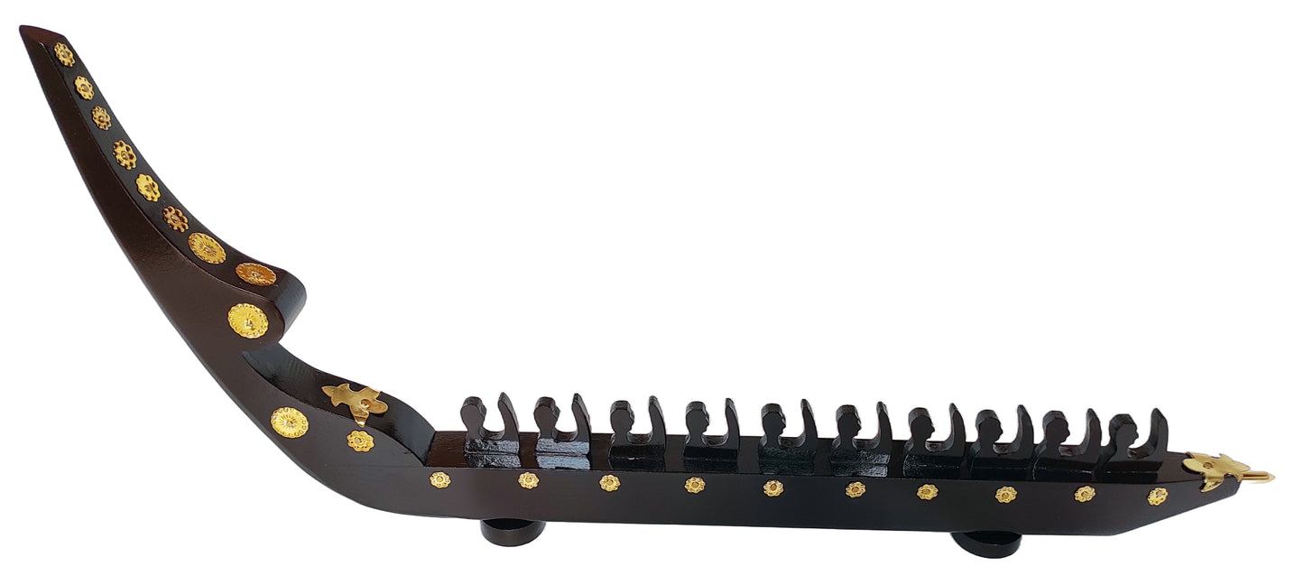 Traditional Kerala Snake Boat Miniature (10 Rovers Chundan Vallom Model, Mahogany Wood) from Kerala