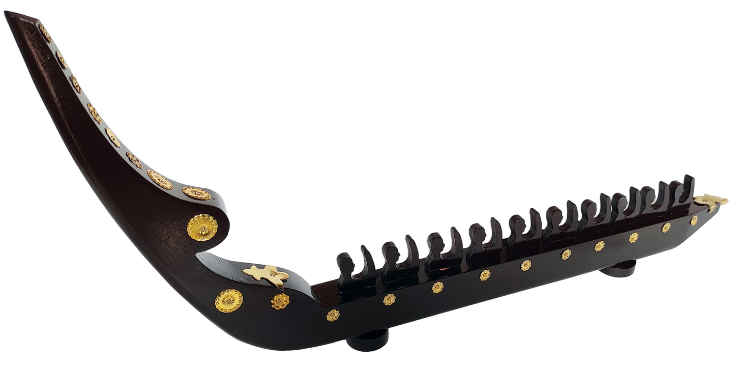 Traditional Kerala Chundan Vallam Miniature – 10 Rowers | Handcrafted Snake Boat Model in Mahogany with Brass Detailing
