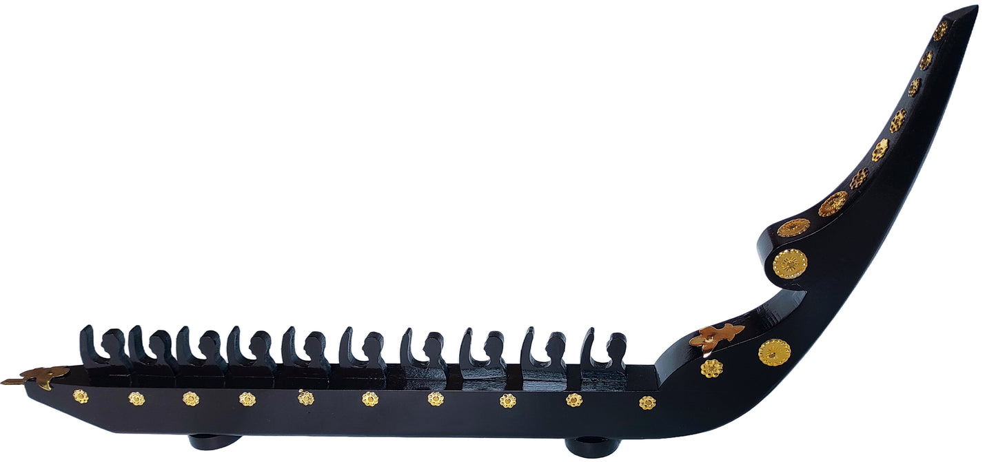 Traditional Kerala Chundan Vallam Miniature – 10 Rowers | Handcrafted Snake Boat Model in Mahogany with Brass Detailing