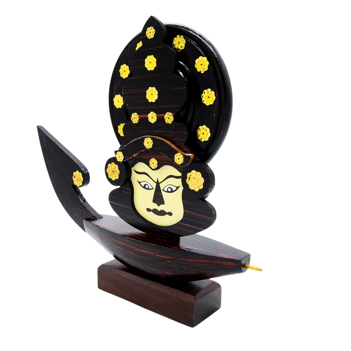 Handcrafted Kerala Snake Boat Showpiece with Kathakali Art – 14 Inches