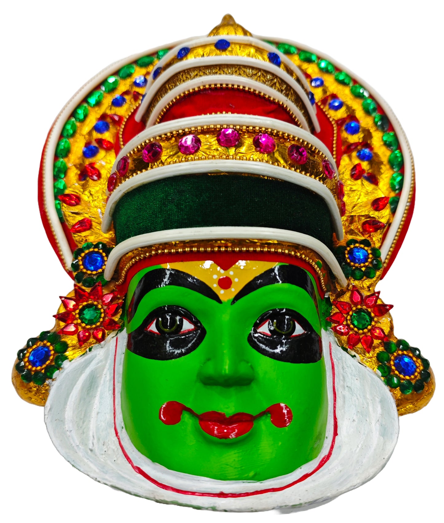 Kathakali Mask Wall Hanging - Handcrafted in Fibre with Beads & Sequins- height 30 cm