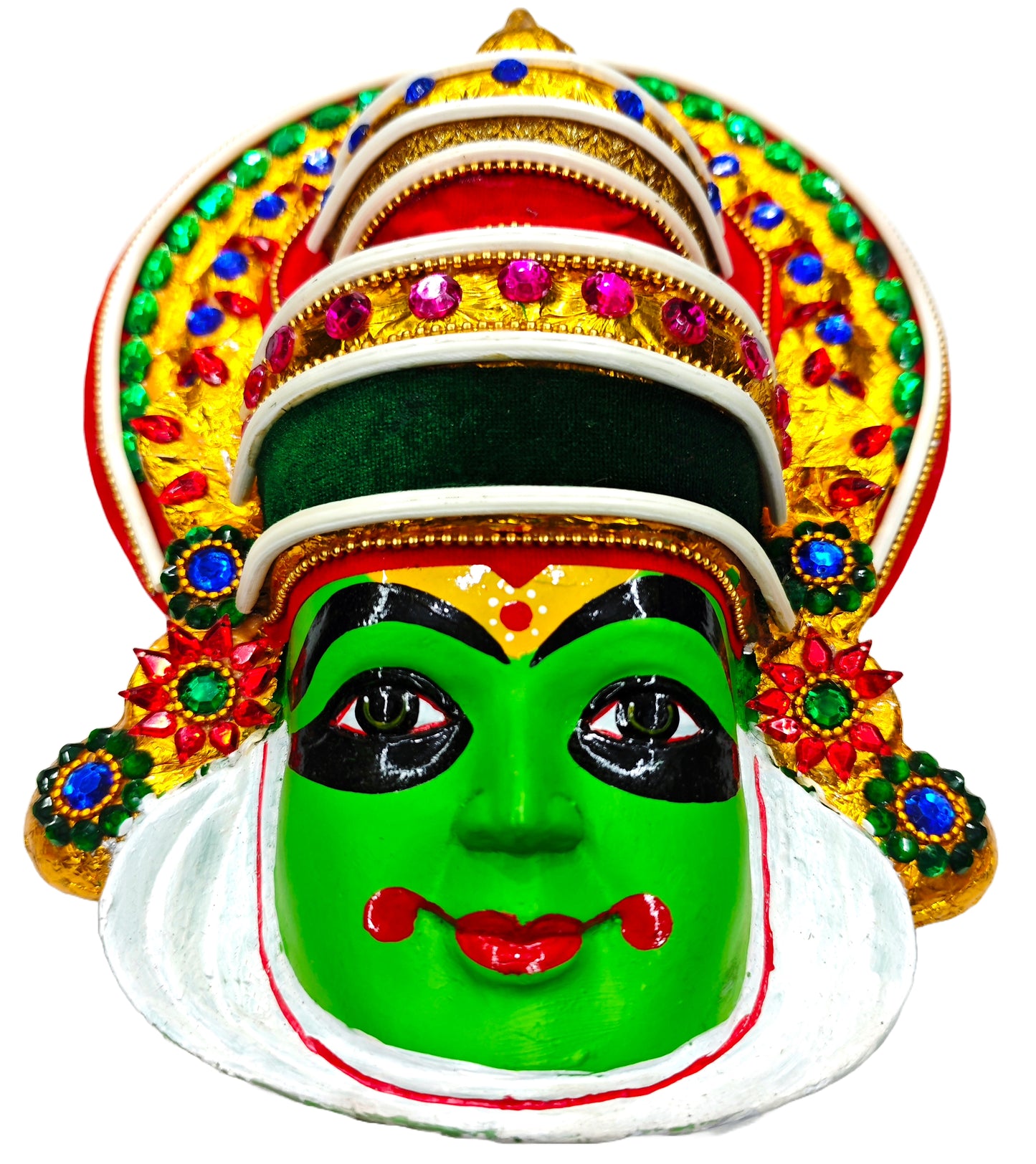 Kathakali Mask Wall Hanging - Handcrafted in Fibre with Beads & Sequins- height 30 cm