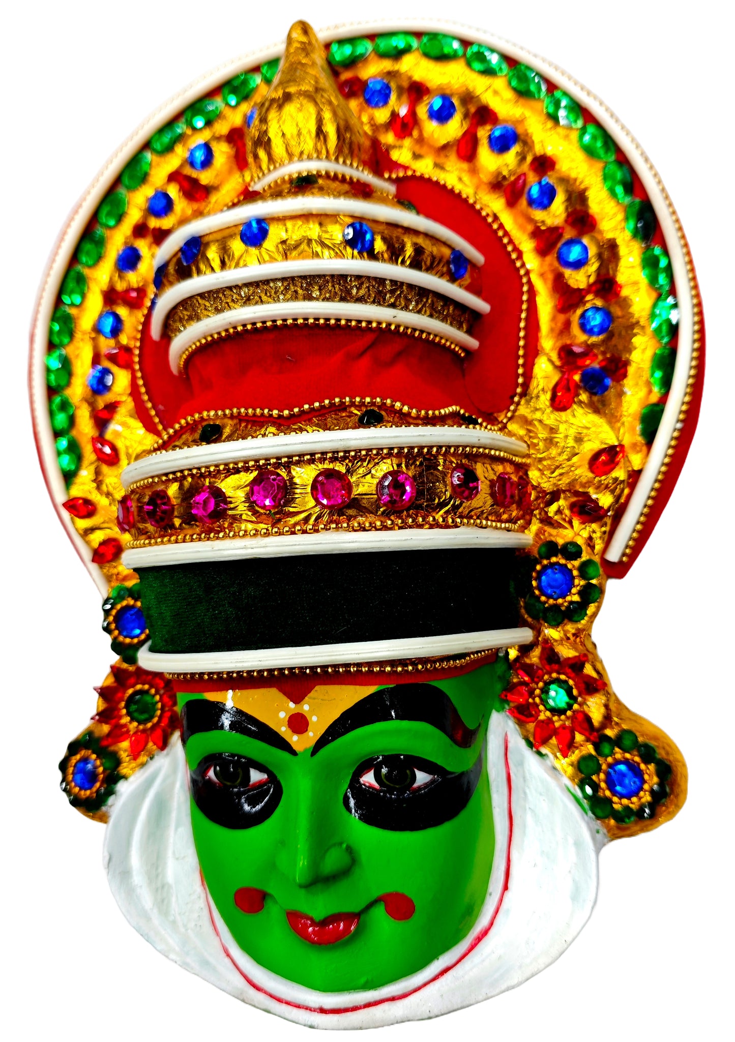 Kathakali Mask Wall Hanging - Handcrafted in Fibre with Beads & Sequins- height 30 cm