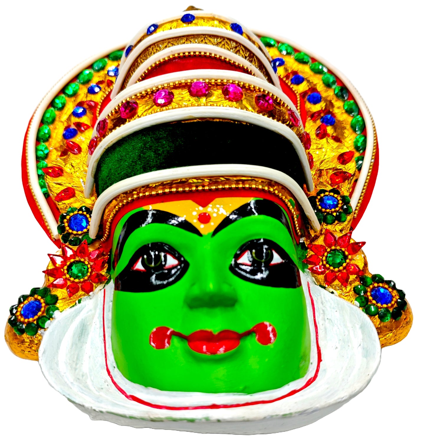 Kathakali Mask Wall Hanging - Handcrafted in Fibre with Beads & Sequins- height 30 cm