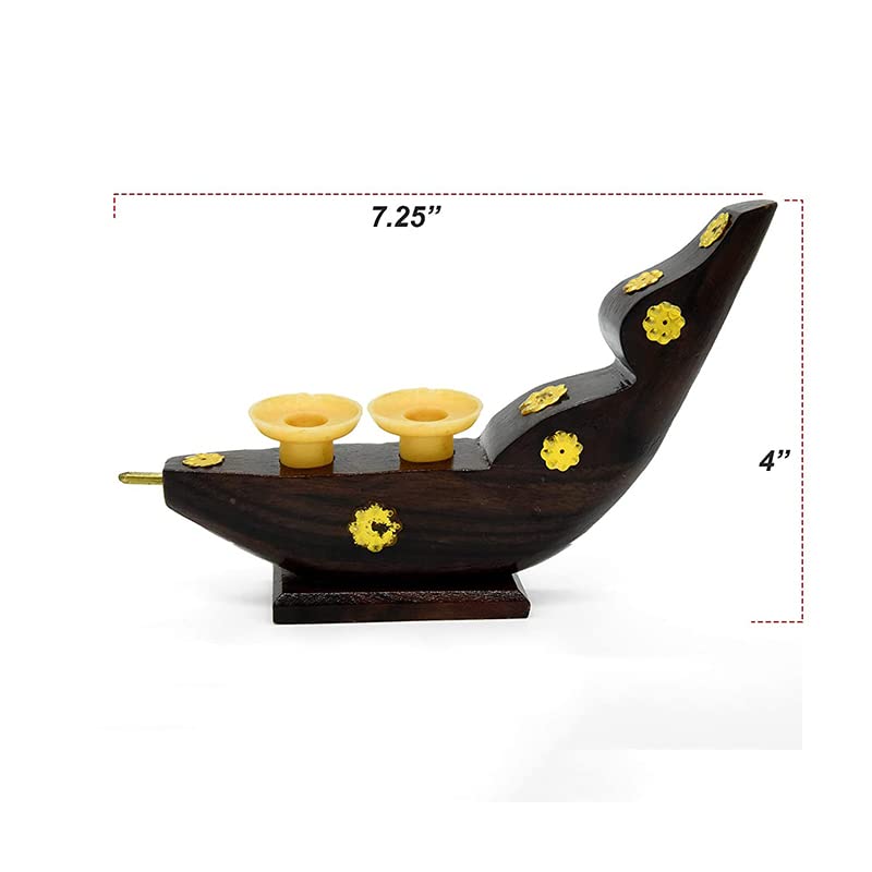 Wooden Snake Boat Candle Holder – Traditional Kerala Décor with a Modern Touch