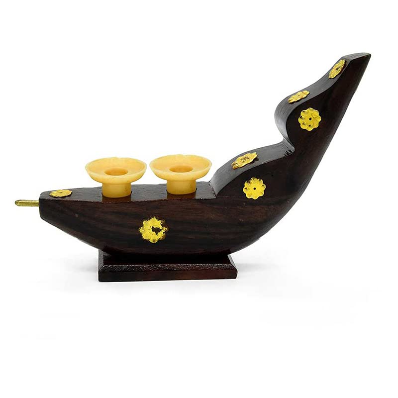 Wooden Snake Boat Candle Holder – Traditional Kerala Décor with a Modern Touch