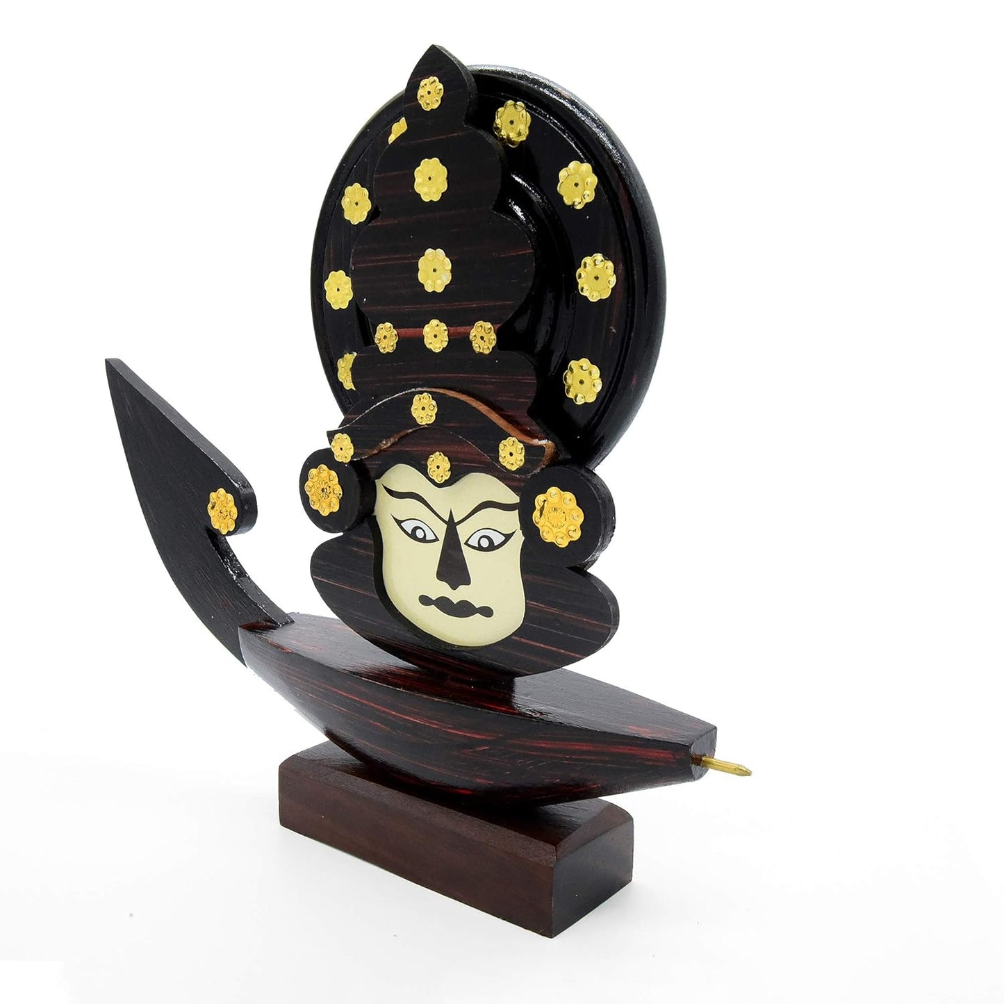 Wooden Kerala Chundan Vallam Miniature with Kathakali Face – 8.1 Inches
