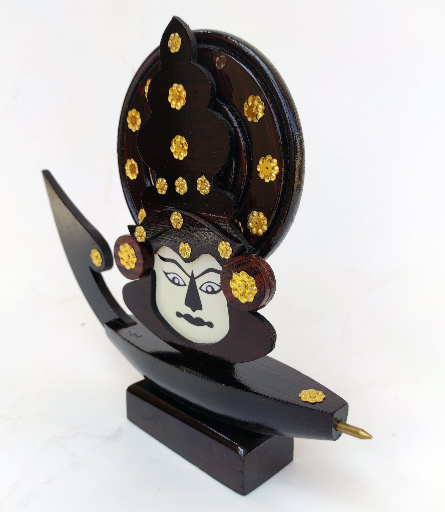 Wooden Kerala Chundan Vallam Miniature with Kathakali Face – 8.1 Inches