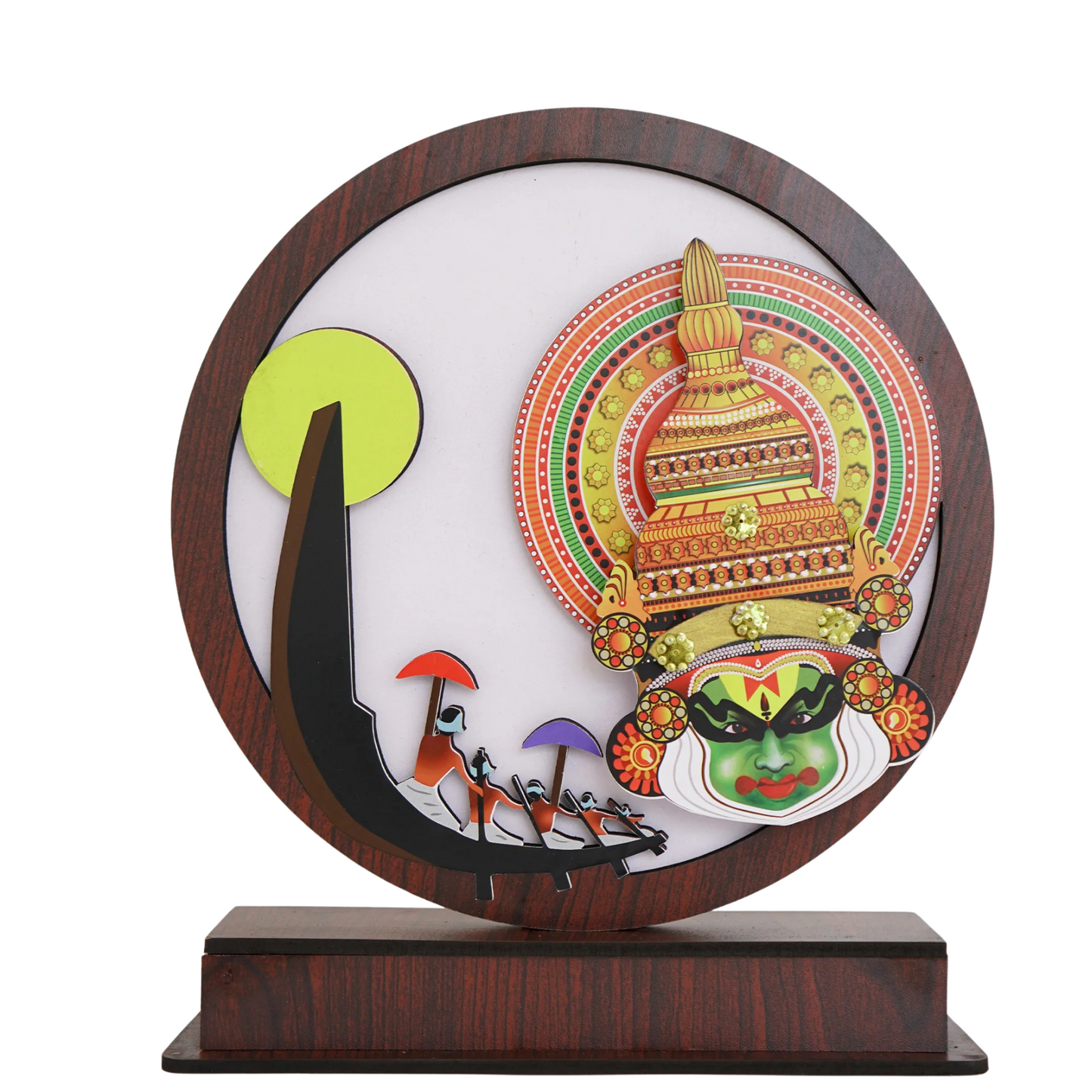 14.5” Kerala Cultural Art Showpiece – Kathakali Dance & Boat Race Fusion for home decor qand gifting