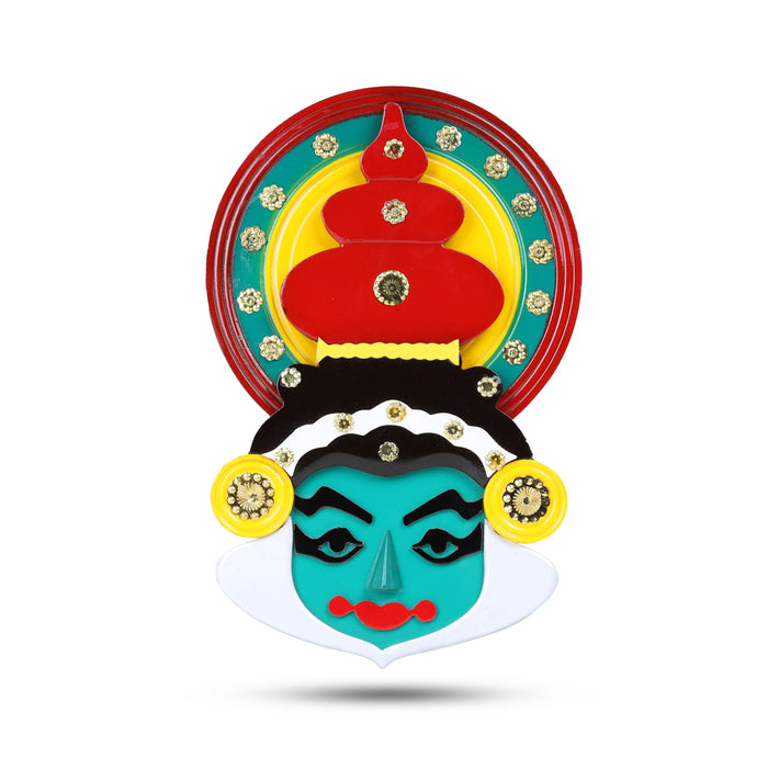 Handcrafted Multicolour Wooden Kathakali Wall Mask – 12 Inches | Traditional Kerala Art Decor for Home &  Gifting