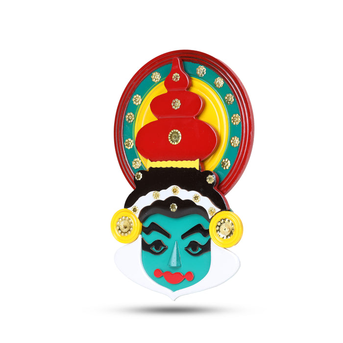 Handcrafted Multicolour Wooden Kathakali Wall Mask – 12 Inches | Traditional Kerala Art Decor for Home &  Gifting