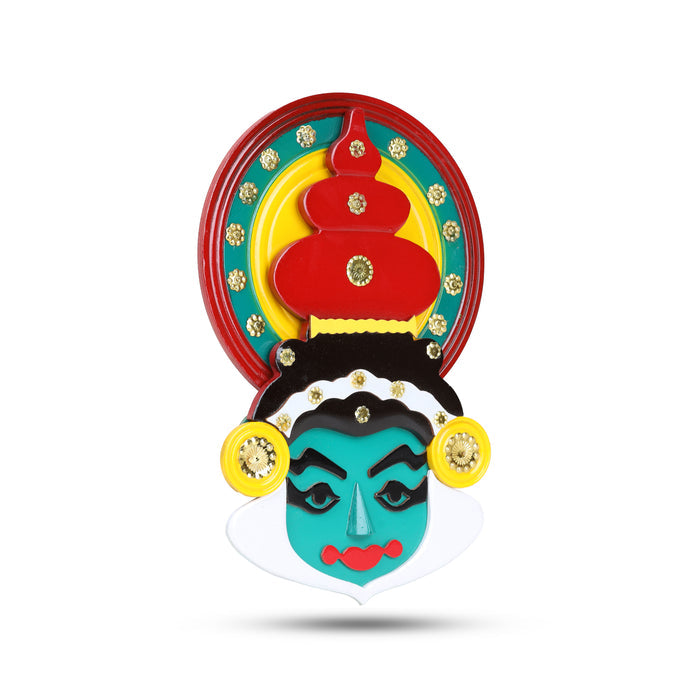 Handcrafted Multicolour Wooden Kathakali Wall Mask – 12 Inches | Traditional Kerala Art Decor for Home &  Gifting