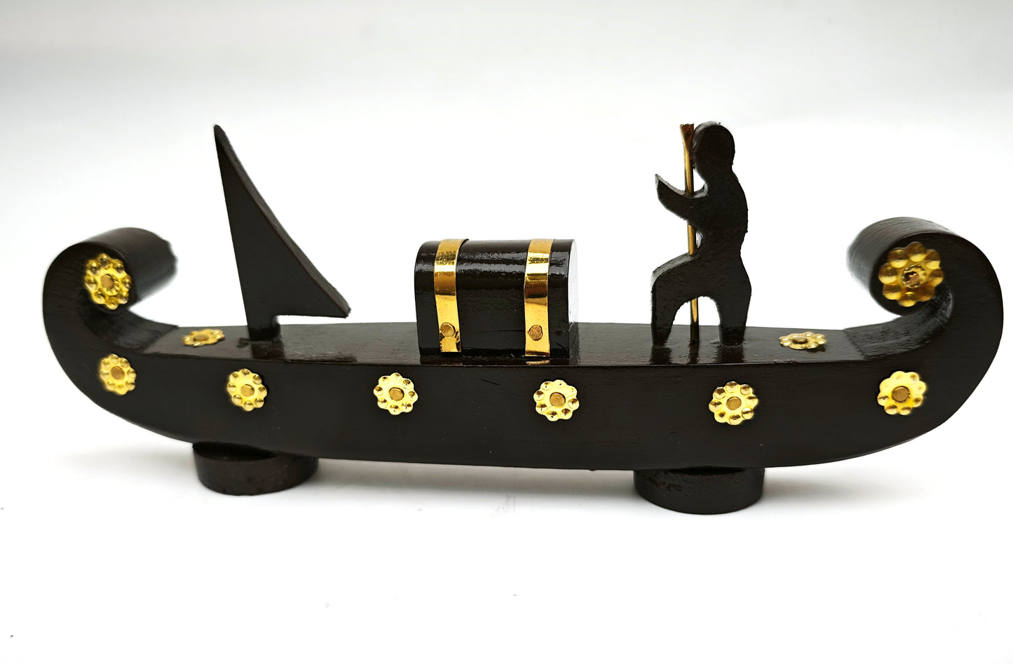 Handcrafted Miniature Kerala Wooden Cargo Ship (Odi Vallom) with One Cargo Box, Made from Mahogany Wood – Perfect for Home Decoration and Gifting