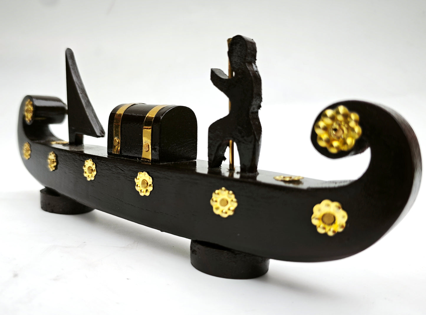 Handcrafted Miniature Kerala Wooden Cargo Ship (Odi Vallom) with One Cargo Box, Made from Mahogany Wood – Perfect for Home Decoration and Gifting