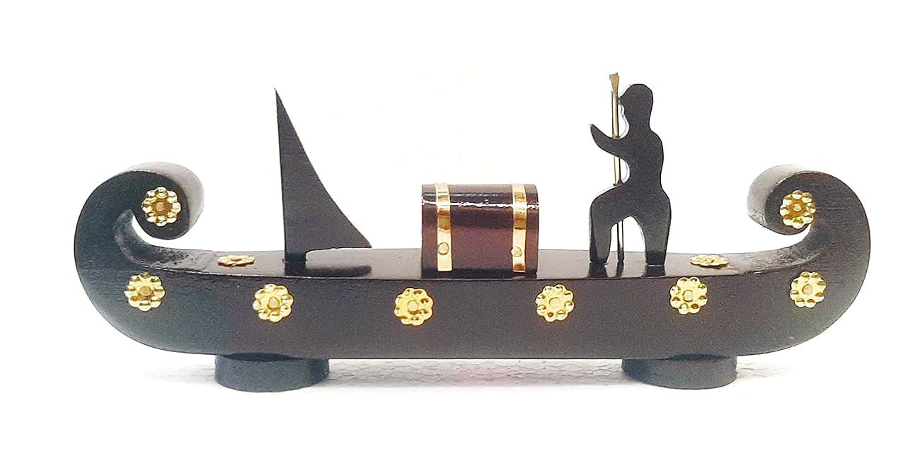 Handcrafted Miniature Kerala Wooden Cargo Ship (Odi Vallom) with One Cargo Box, Made from Mahogany Wood – Perfect for Home Decoration and Gifting