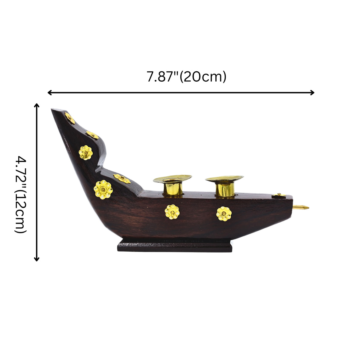 Traditional Snake Boat Candle Holder – Chundan Vallam Miniature in Golden Finish