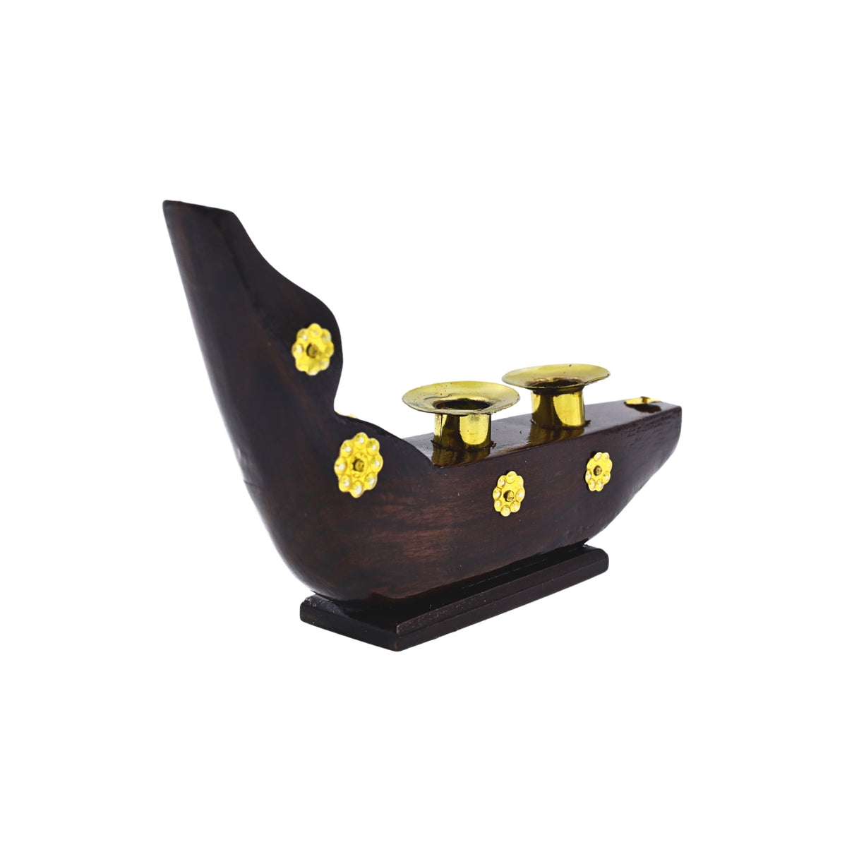 Traditional Snake Boat Candle Holder – Chundan Vallam Miniature in Golden Finish