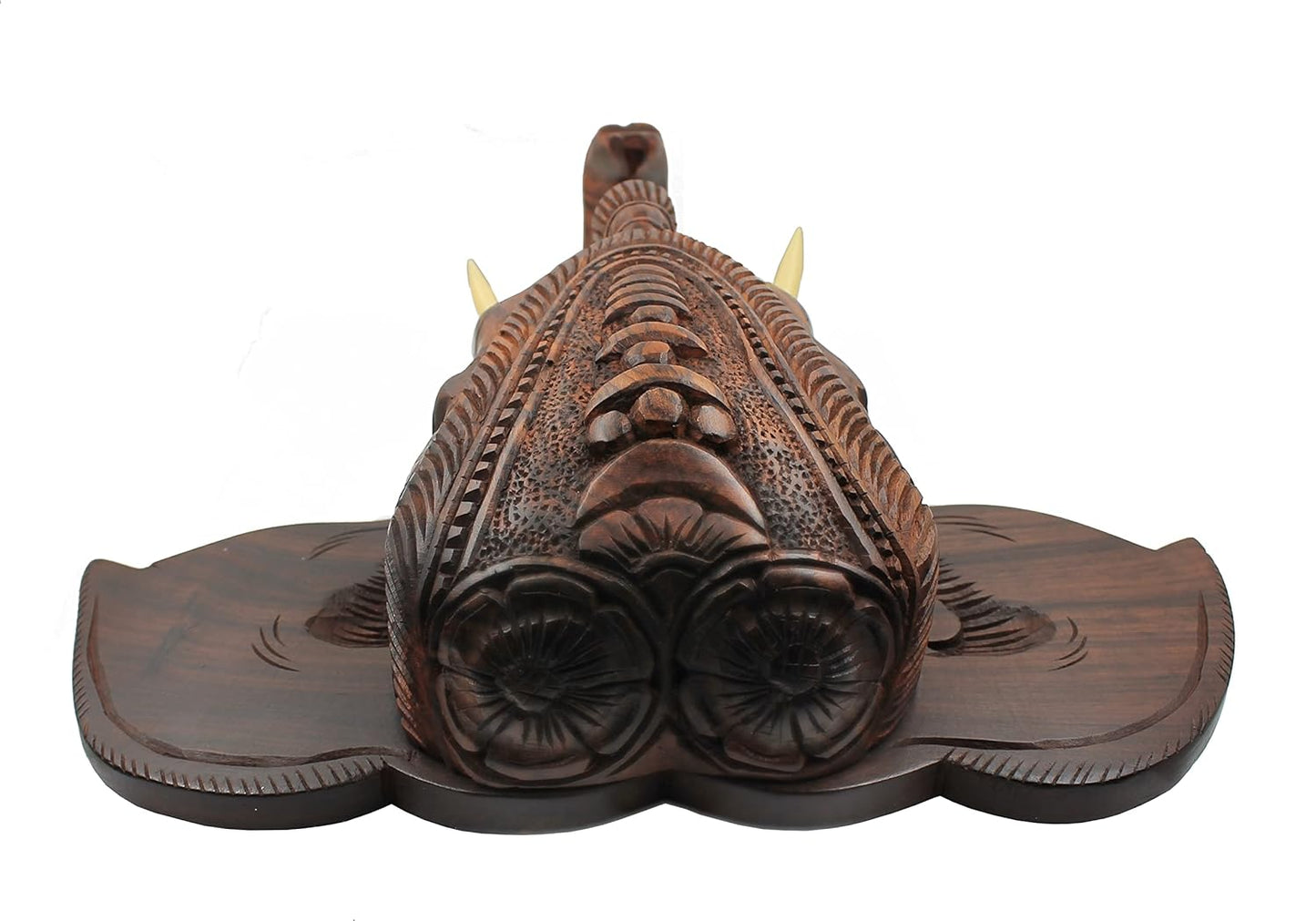 Wooden Hand-Carved Kerala Elephant Head for Wall Decor and Gifting (14 Inches)