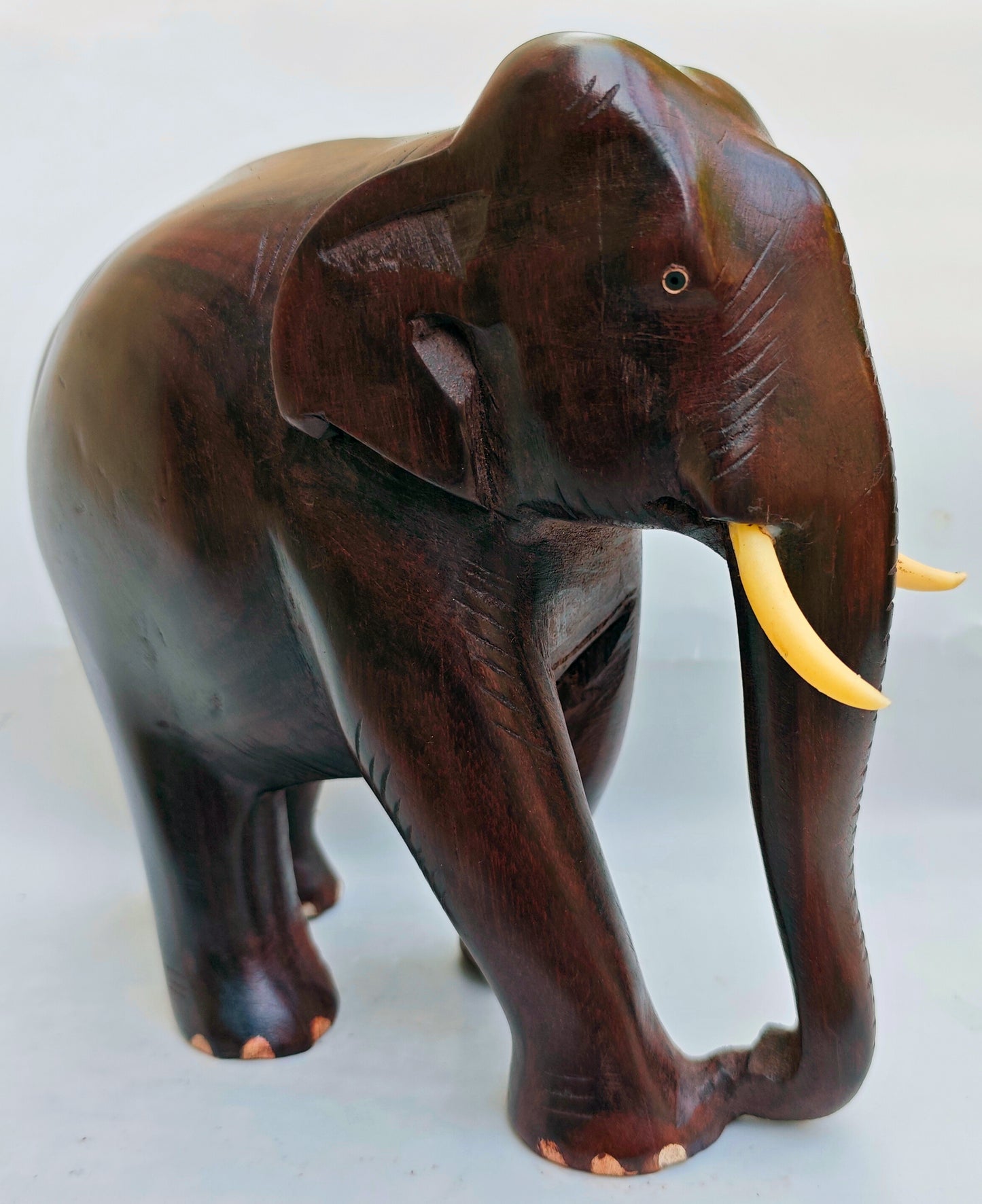 8-Inch Handcrafted Wooden Elephant Showpiece – Kerala Artisan Decor for Home & Gifting