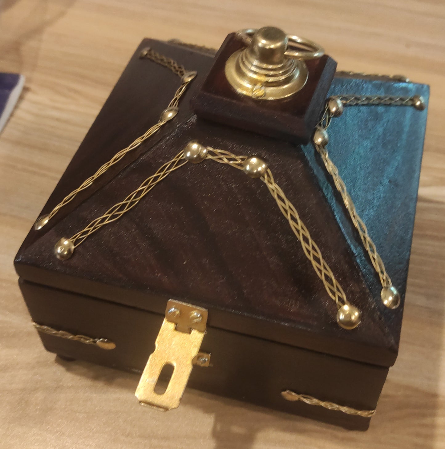 Handcrafted Pyramid Wooden Jewel Box – Medium Size - Kerala home decor