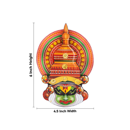 6-Inch 3D Kathakali Head Wall Hanging – Multi-Color | Traditional Kerala Decor | Ideal for Gifting