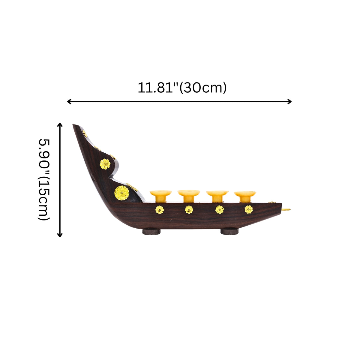 Traditional Chundan Vallam Pen Holder | Rosewood Snake Boat Miniature with 4 Holders