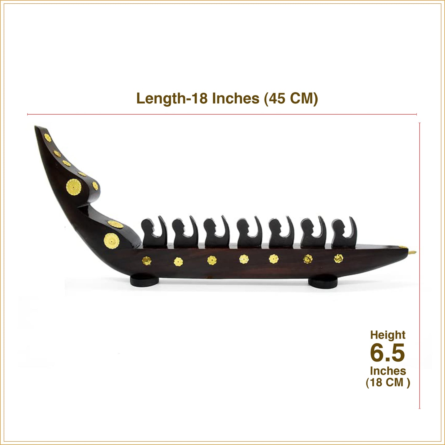 Handcrafted Rosewood Chundan Vallam Miniature with 7 Rowers – Traditional Kerala Snake Boat Decor