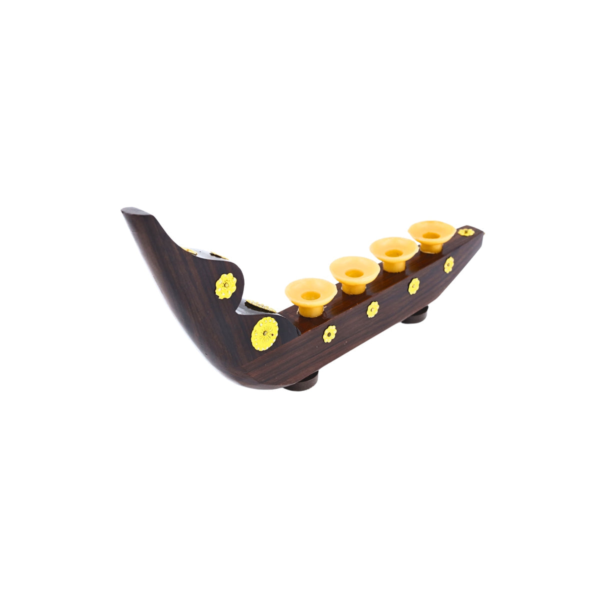 Traditional Chundan Vallam Pen Holder | Rosewood Snake Boat Miniature with 4 Holders