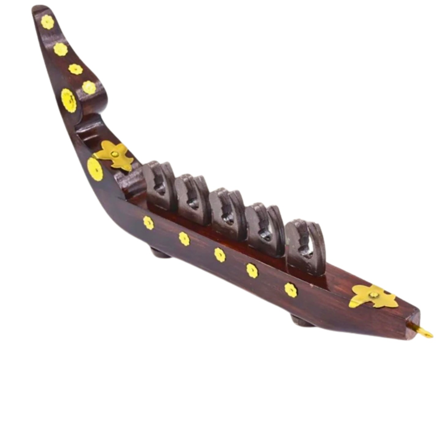 Handcrafted Rosewood Chundan Vallam Miniature with 5 Rowers – Traditional Kerala Snake Boat Souvenir