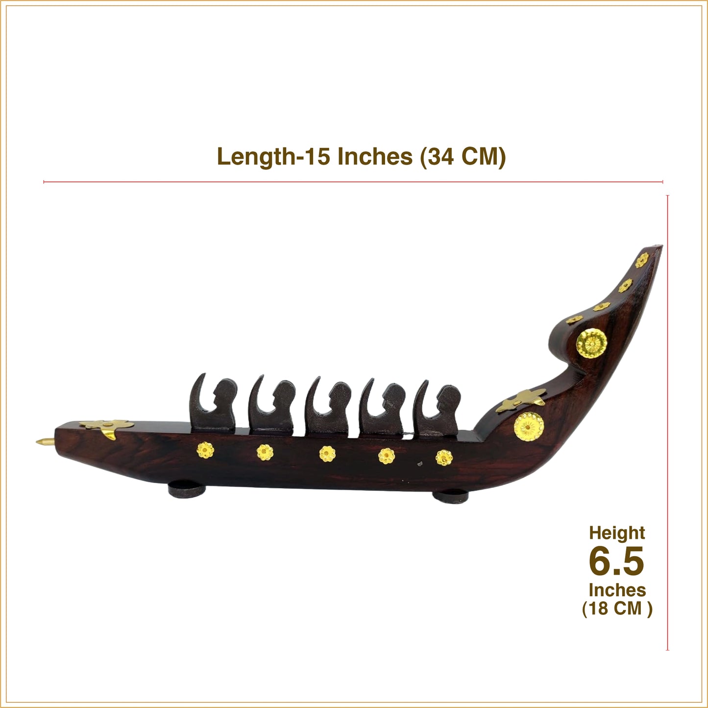 Handcrafted Rosewood Chundan Vallam Miniature with 5 Rowers – Traditional Kerala Snake Boat Souvenir