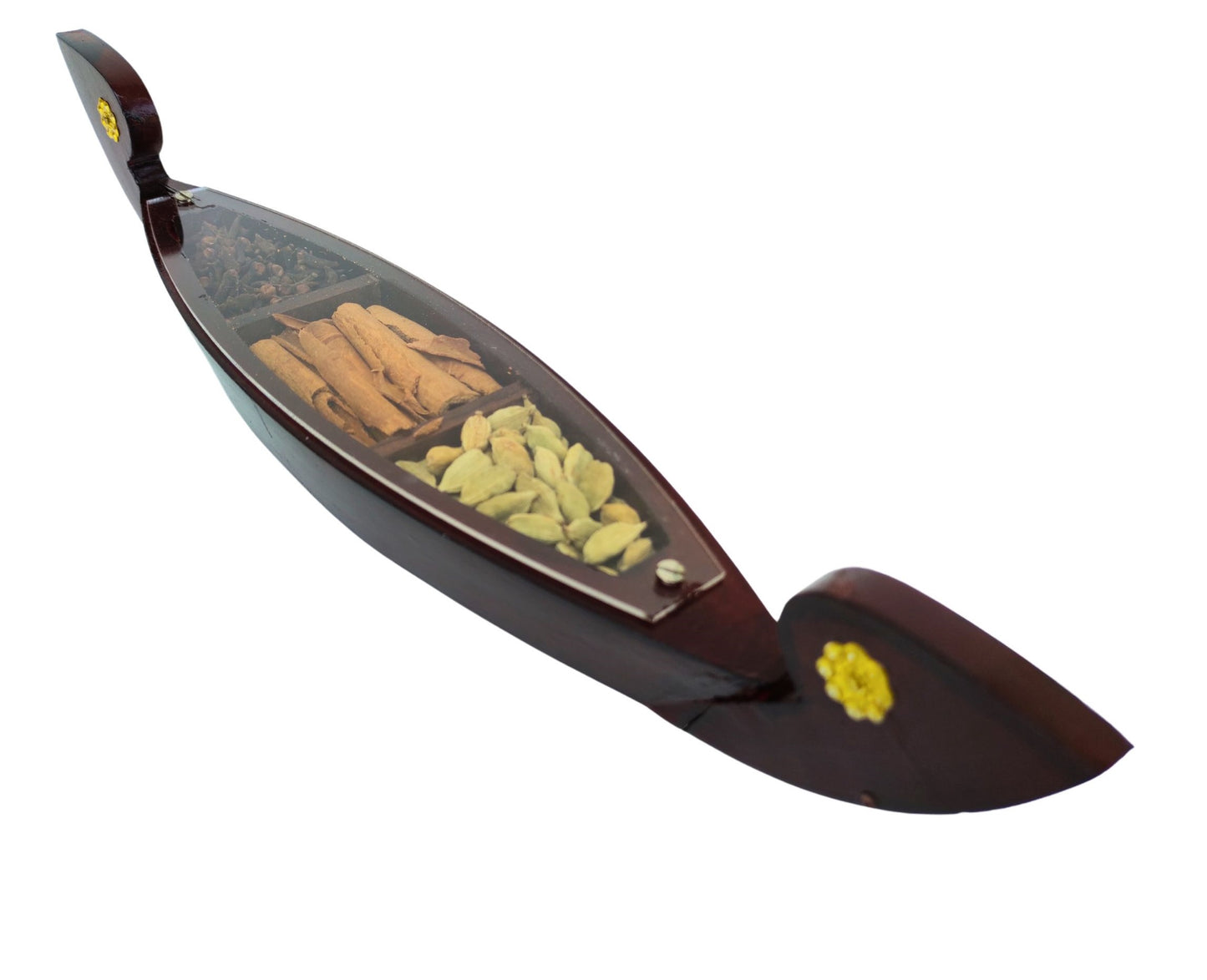 Miniature Kettuvallom Spice Boat with 3 spices  – Traditional Kerala Charm for Décor and Gifting