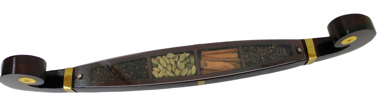 Miniature Odi Vallom Spice Boat – Traditional Kerala Craft for Décor and Gifting with 4 spices