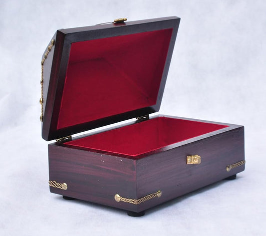 Handcrafted Kerala Rosewood Arab Jewel Box – Medium Hexagonal Nettur Petti Inspired Design