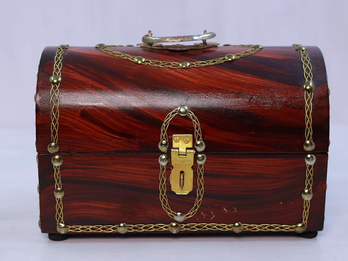 Handcrafted Kerala Rosewood Arab Jewel Box – Small Hexagonal Nettur Petti Inspired Design