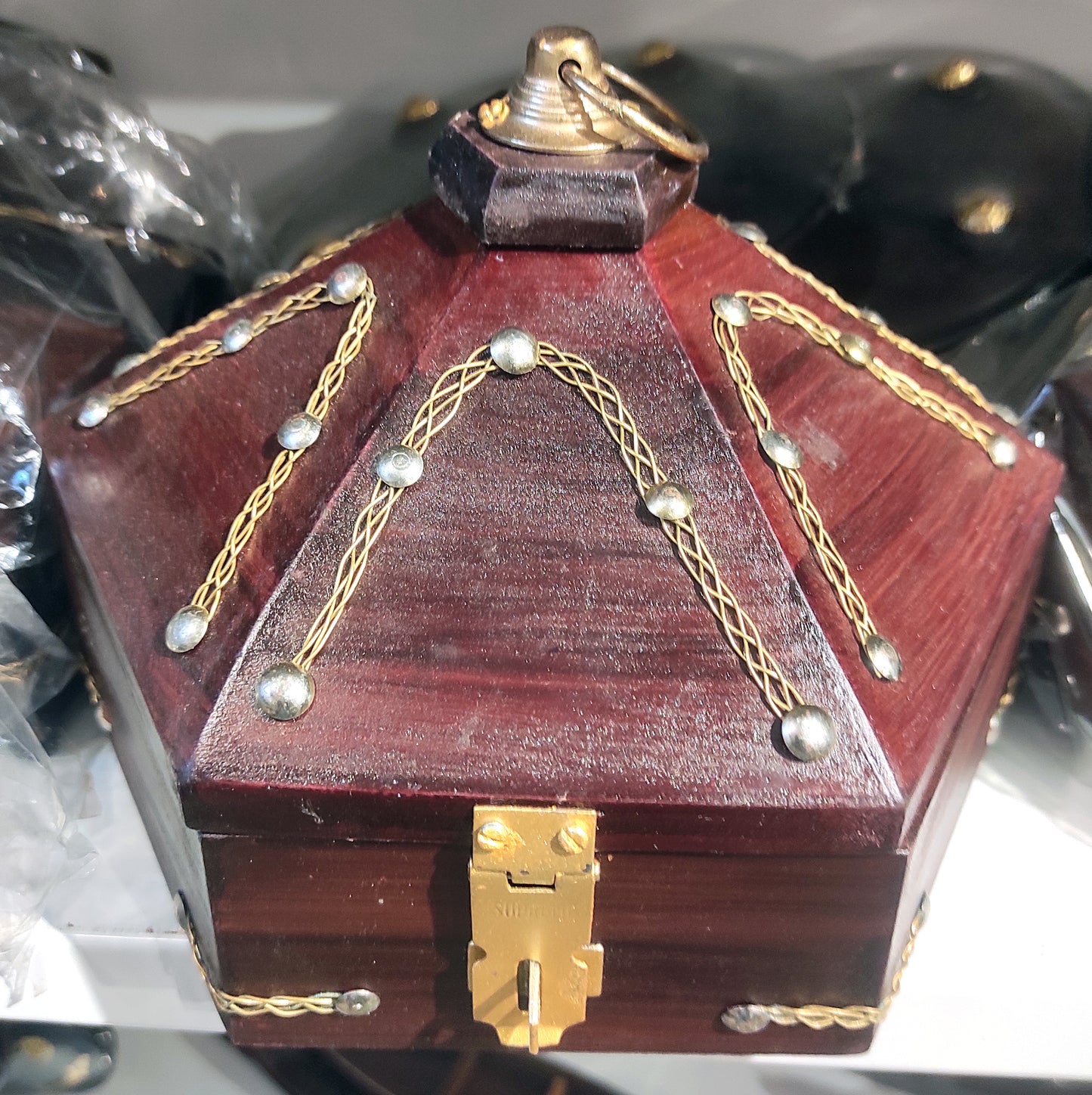 Kerala Special Rosewood Ethnic Jewel Box – Hexagon Shaped (Big)