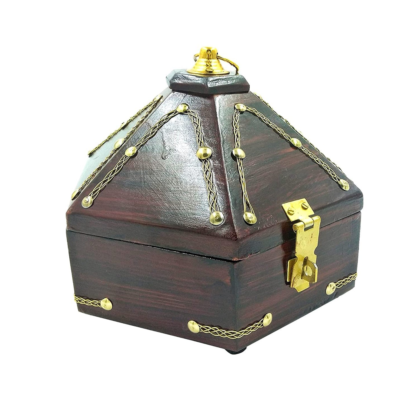 Heritage Rosewood Hexagon Jewel Box – Medium (Kerala-Inspired)