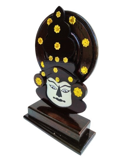 Wooden Kathakali Head with Stand – 8 Inches | Kerala Cultural Decor