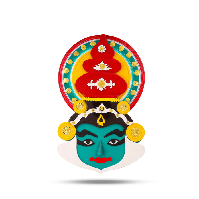18-Inch Handcrafted Wooden Kathakali Mask – Multicolor Wall Art | Traditional Kerala Décor for Home & Office