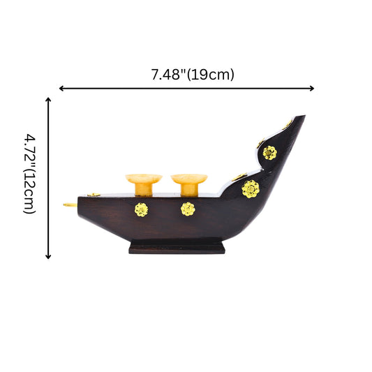 Wooden Snake Boat Candle Holder – Traditional Kerala Décor with a Modern Touch