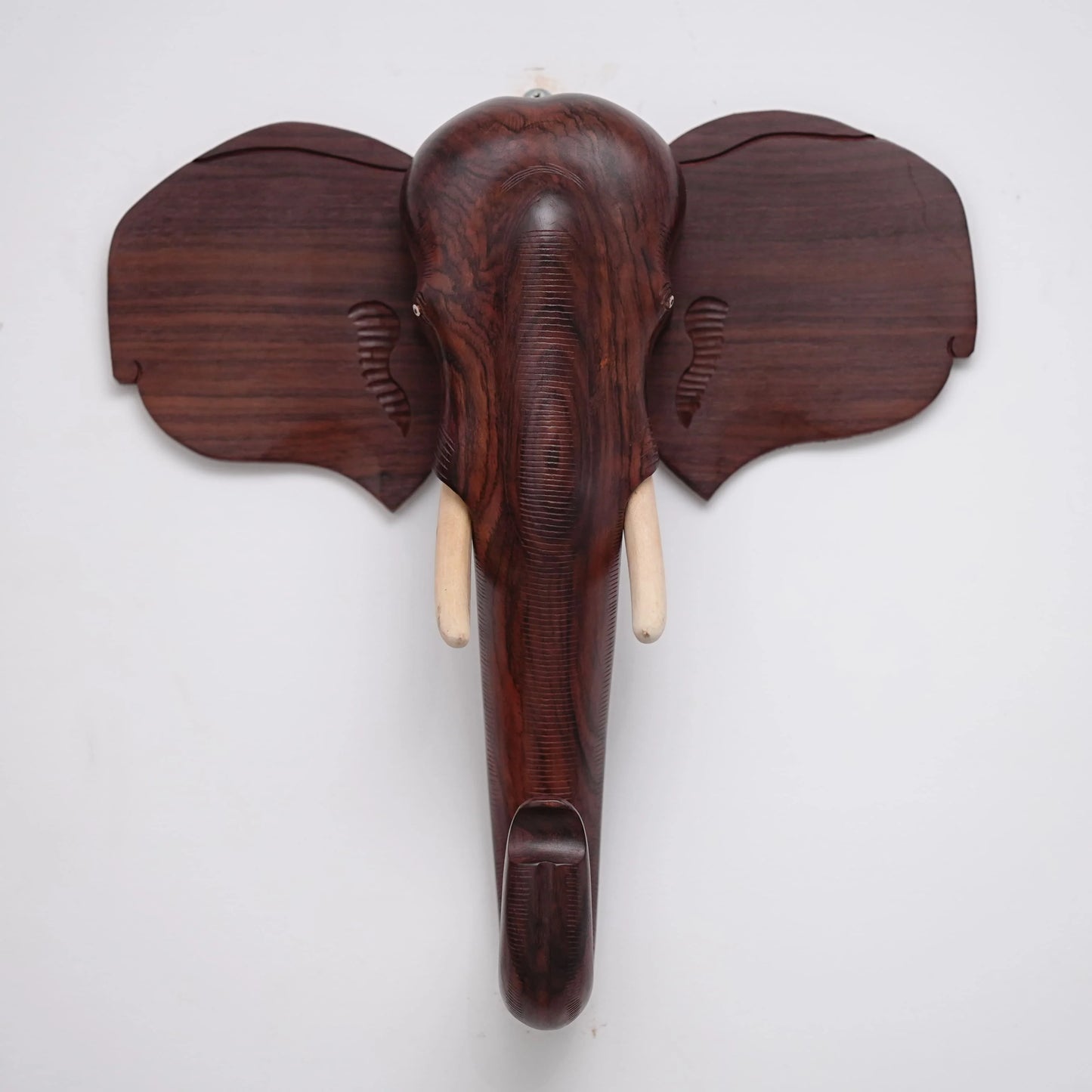 26-Inch Handcrafted Wooden Elephant Head Wall Hanging – Kerala Traditional Wall Decor for Gifting & Interiors