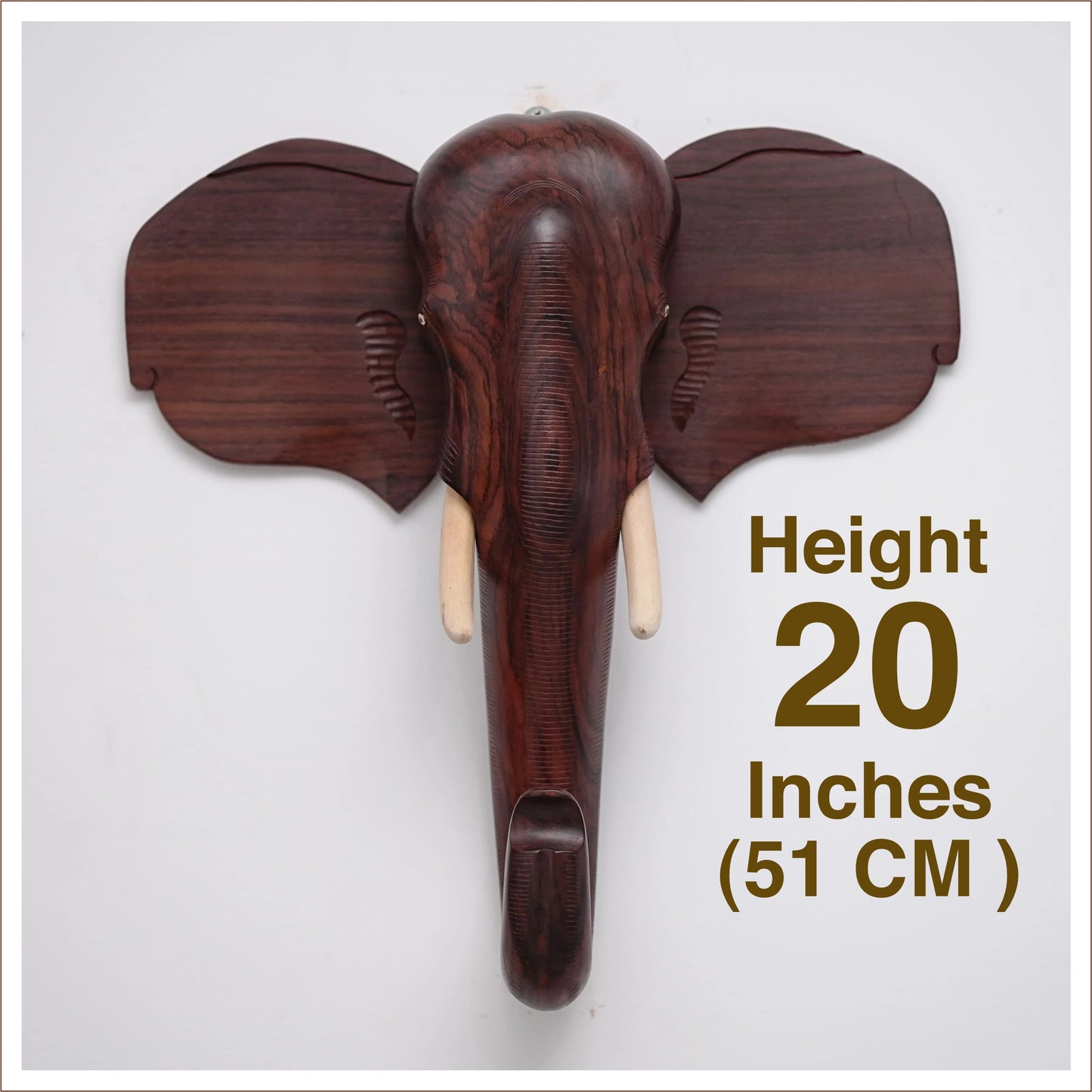 Rosewood-made Kerala Elephant Head Wall Hanging, ideal for gifting and home decor. (20 inch)