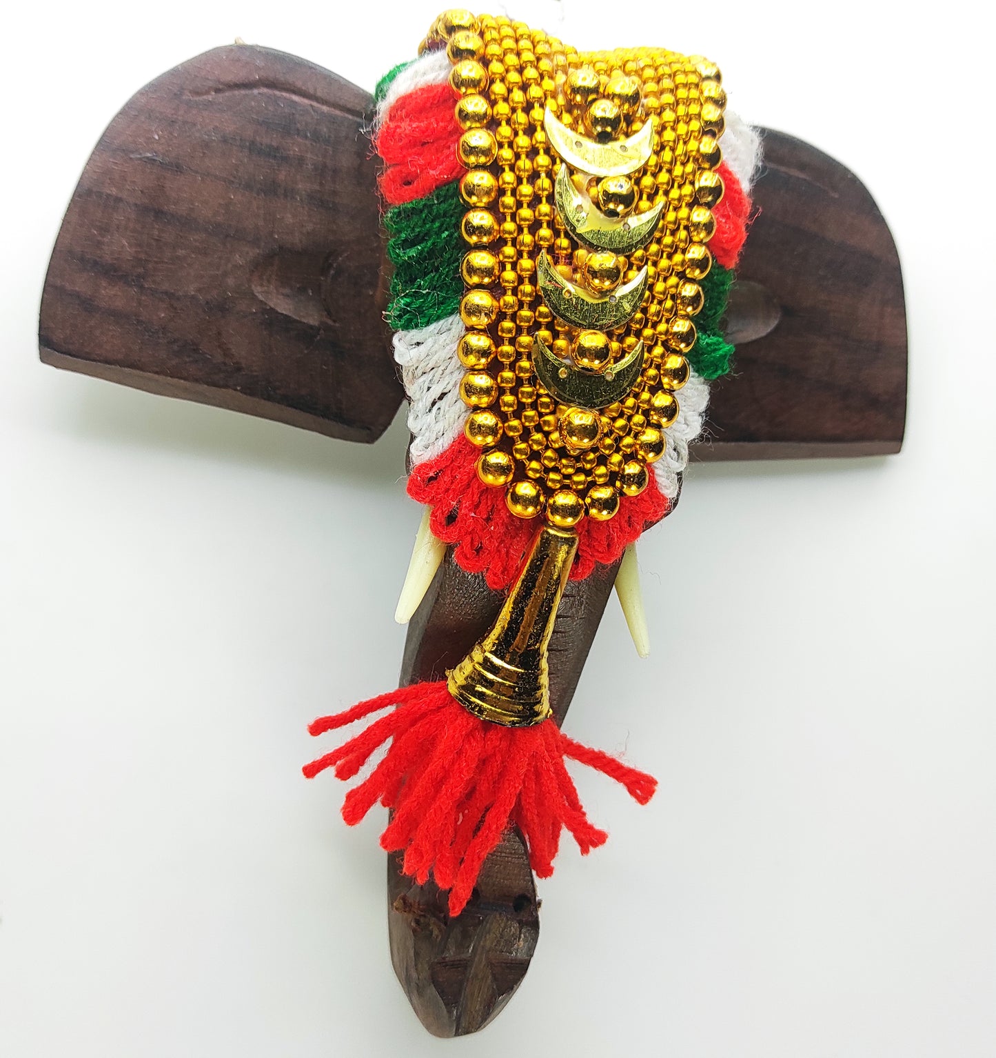 6-Inch Handcrafted Rosewood Elephant Head Wall Hanging with Nettipattom