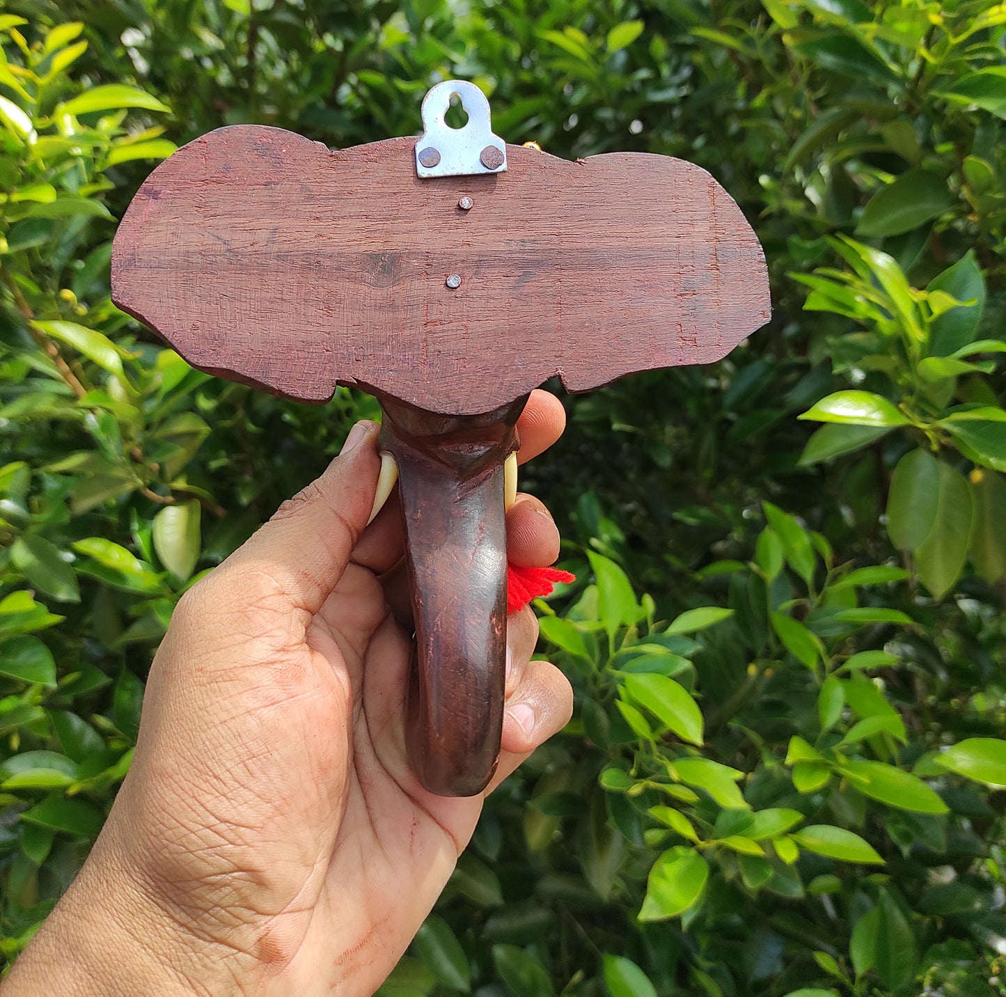 6-Inch Handcrafted Rosewood Elephant Head Wall Hanging with Nettipattom