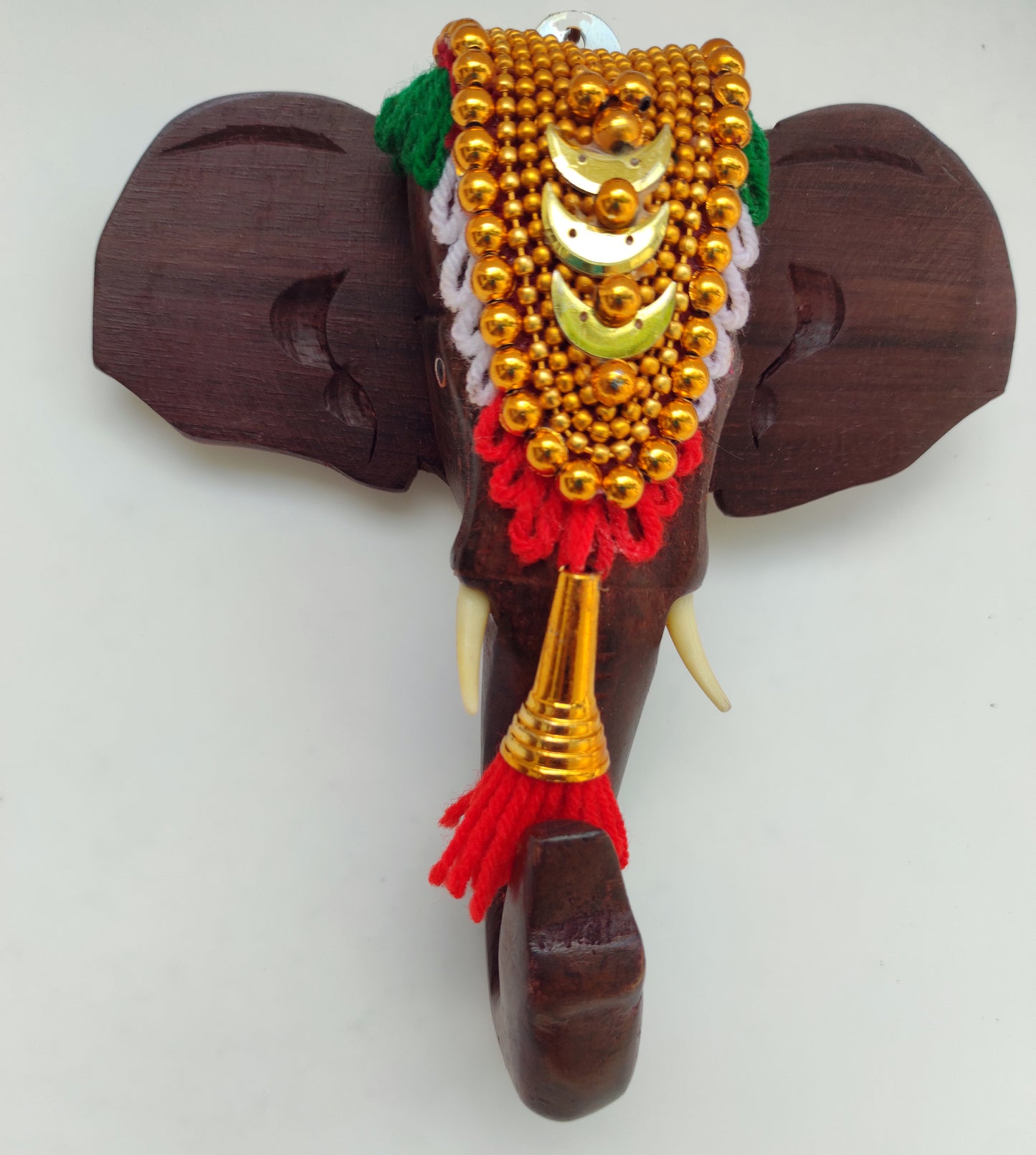 6-Inch Handcrafted Rosewood Elephant Head Wall Hanging with Nettipattom