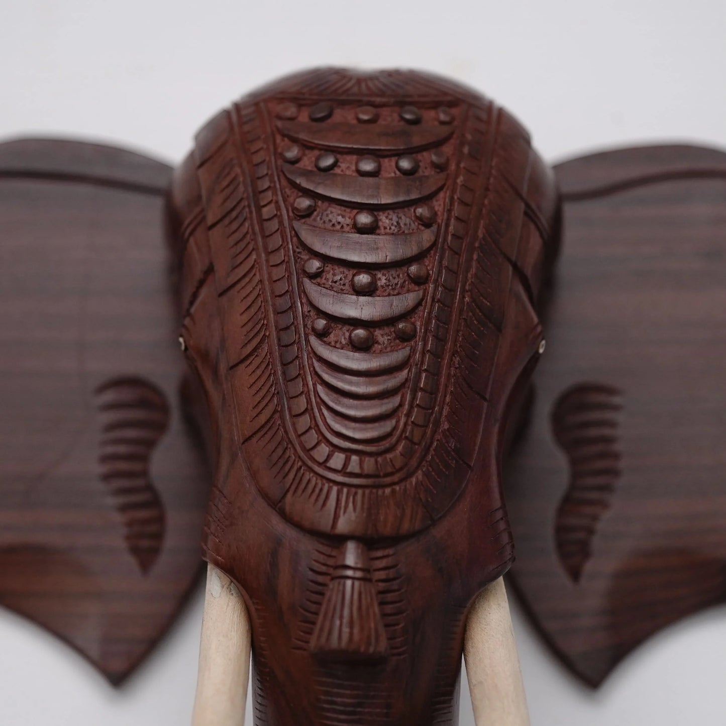 Wooden Hand-Carved Nettipattom on Kerala Elephant Head for Wall Decor and Gifting (16 Inches)