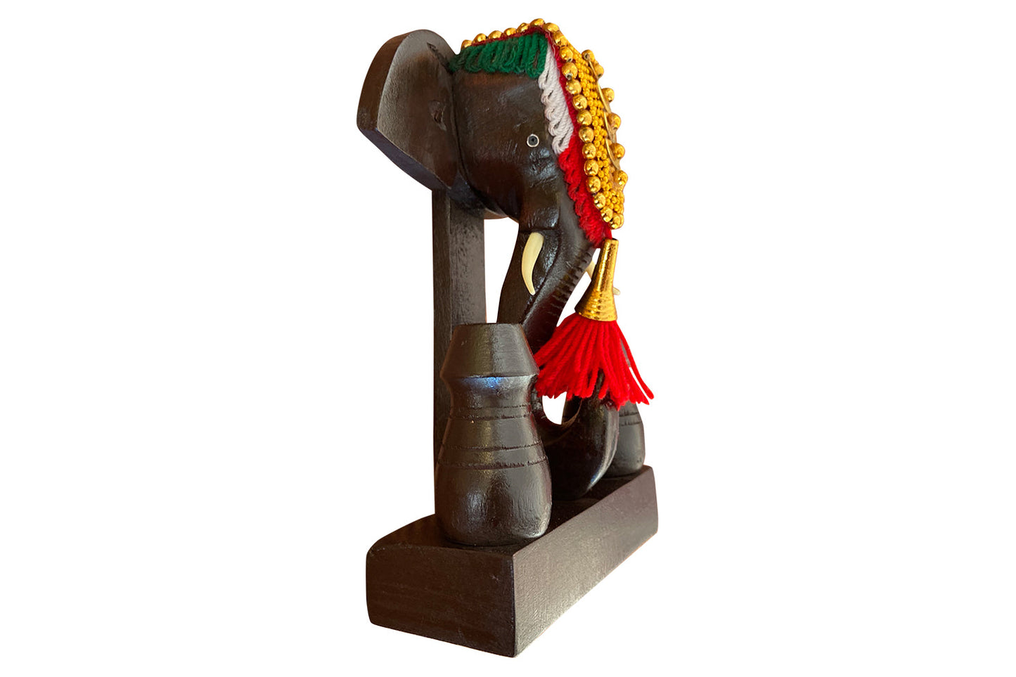 Handcrafted Mahogany Wood Elephant Head Nettipattom Pen Holder – 7 Inches | Kerala Traditional Desk Decor