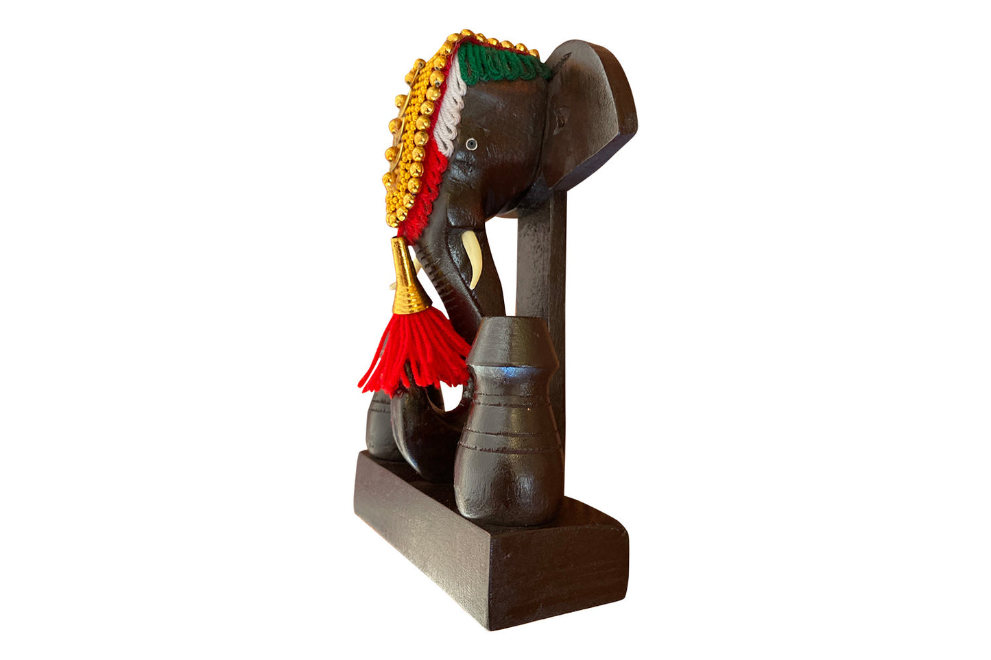 Handcrafted Mahogany Wood Elephant Head Nettipattom Pen Holder – 7 Inches | Kerala Traditional Desk Decor