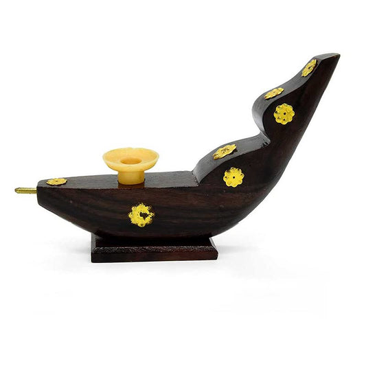 Wooden Snake Boat Candle Holder – Single Holder